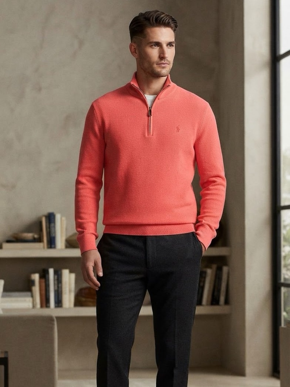 Ralph Lauren Men's Pima Cotton Zip-Neck Sweater